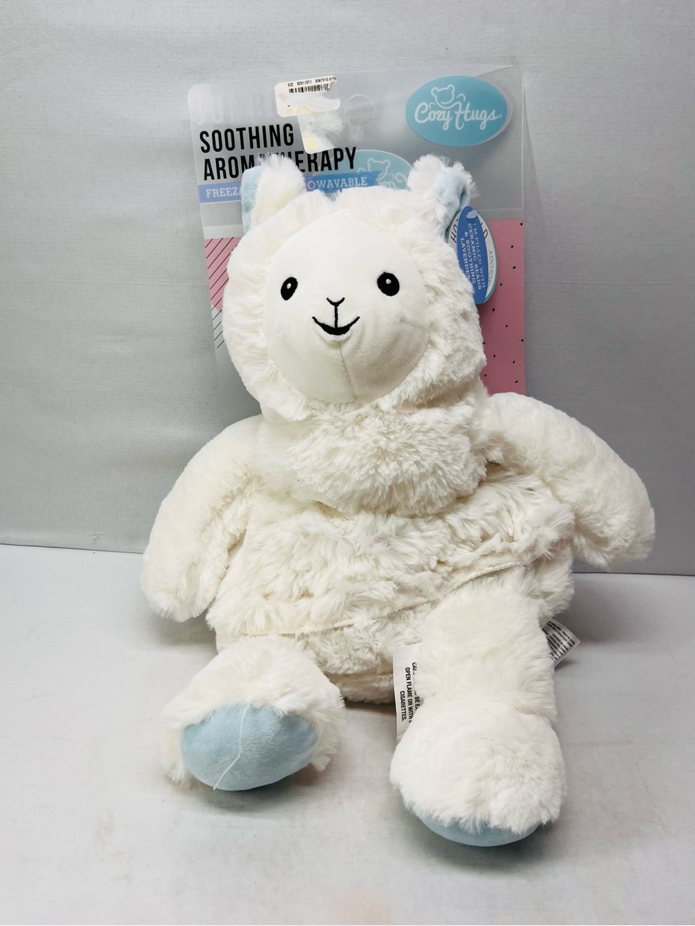 Plush Llama - White with Light Blue Accents soothing aromatherapy